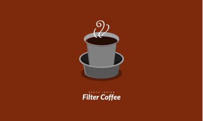 South Indian Filter Coffee (Vector Illustration In Flat Style Design)