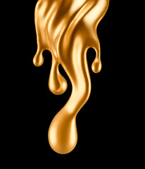 Splash gold black background. 3d illustration, 3d rendering.