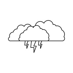 clouds with lightnings in sketch silhouette on white background