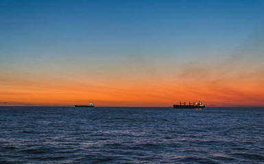 A bright colouful glowing of the sunset in the Indian ocean