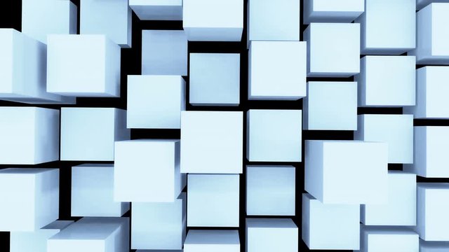 4k,abstract 3d white cubes animation background.