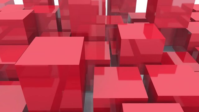4k,abstract 3d red metal cubes animation background.