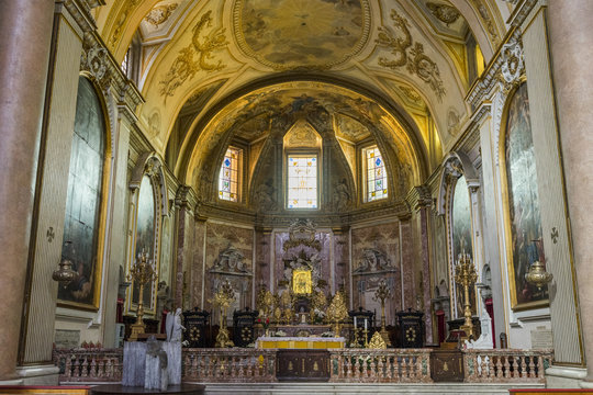 detail of beautiful interior of basilica of Santa Maria degli An