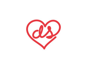 Lowercase letter ds and heart 1