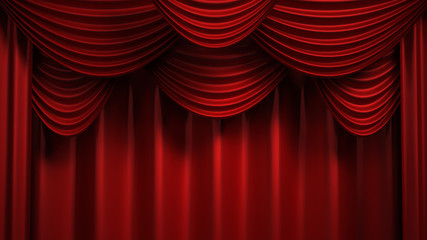 Beautiful, abstract background with curtain fabric, drape, pedestal, banner, frame. 3d illustration, 3d rendering.