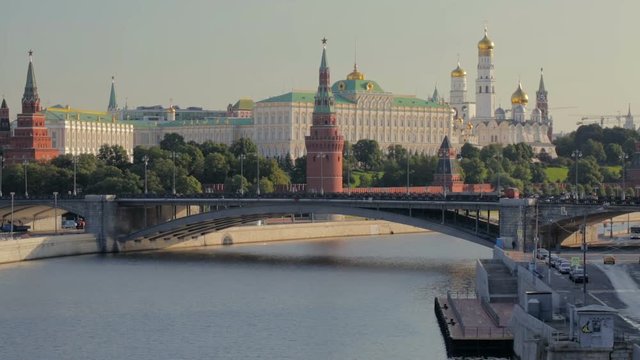Shooting 08 27 2017. View of the Great Stone Bridge and the Moscow Kremlin. For editorial use.