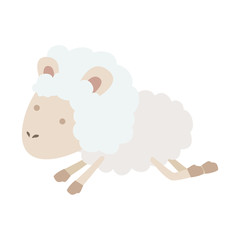 sheep animal jumping in colorful silhouette on white background