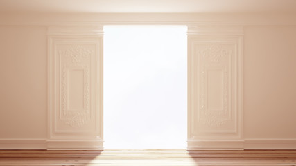 White interior door. 3d illustration, 3d rendering.