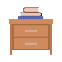 Fototapeta premium nightstand with stack books in colorful silhouette on white background