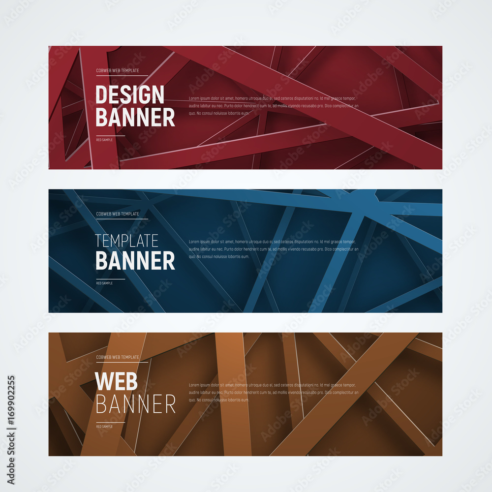 Aufkleber design of web banners with intersecting lines on the background