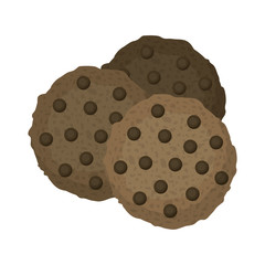 chocolate chip cookies in colorful silhouette on white background