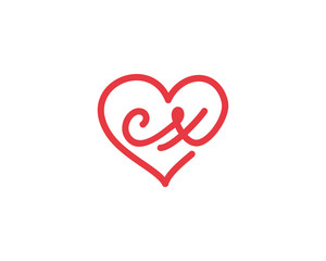 Lowercase letter cx and heart 1