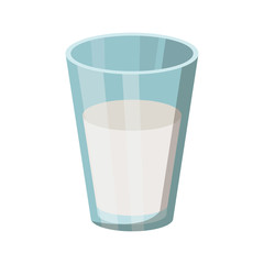 glass of milk in colorful silhouette on white background