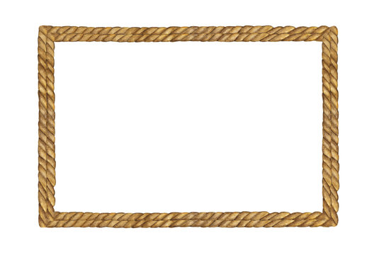 Watercolor painting of Brown Rope frame on white background

