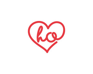 Lowercase letter ho and heart 1