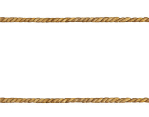Watercolor painting of Brown Rope frame on white background
