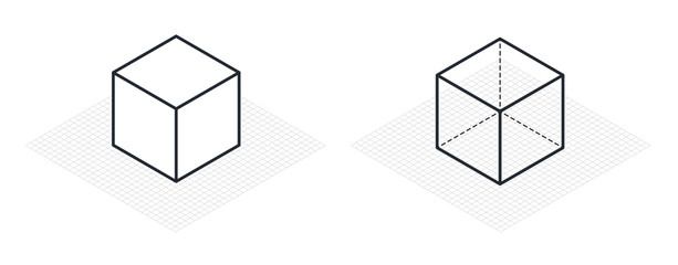 Isometric drawing a thirty degreesangle is applied to its sides. The cube opposite. Isometric Grid vector