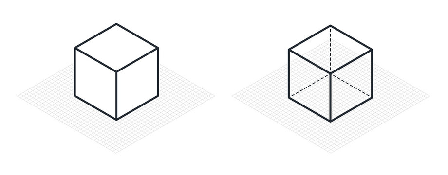 Isometric drawing a thirty degreesangle is applied to its sides. The cube opposite. Isometric Grid vector