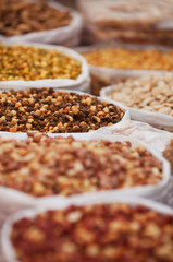 Spices in bags on the Indian market