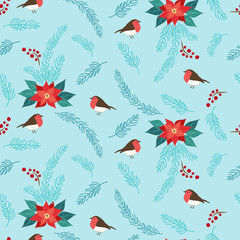 Cute hand drawn winter holidays seamless pattern
