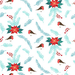 Cute hand drawn winter holidays seamless pattern