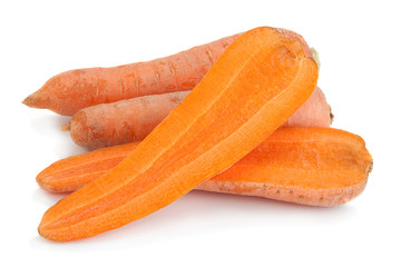 Ripe carrot on white background