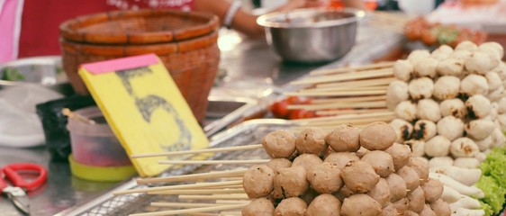 grilled meatballs at street food