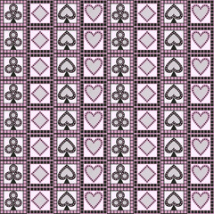 Seamless vector pattern with icons of playing cards. Decorative geometric background. Repeating ornament. Series of Gaming and Gambling Seamless Pattern