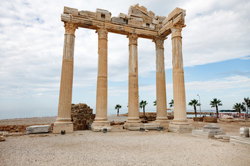 Columns of an ancient Greek temple, ruins