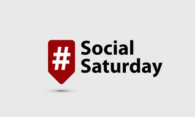 Social Saturday Hashtag Inside A Red Tag For Social Media (Vector Illustration in Flat Style Design)