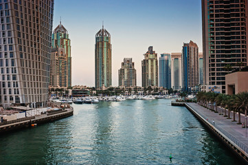Fototapeta na wymiar Dubai Marina at sunset. United Arab Emirates