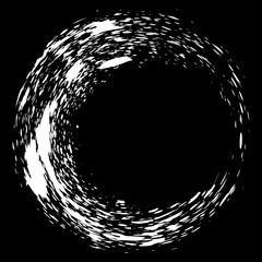 Grunge hand drawn white  paintbrush circle. Curved brush stroke