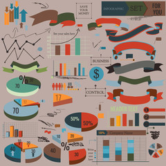 Collection of vector infographic elements, ribbons and diagrams