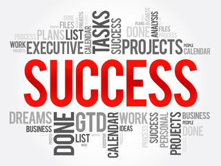Success word cloud collage, business concept background