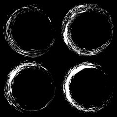 Set of white ink splash circles on black background. Grunge elements - 169907053