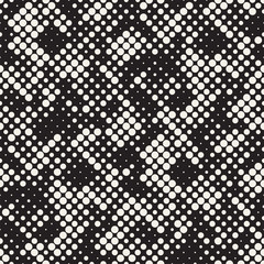 Modern Stylish Halftone Texture. Endless Abstract Background With Random Circles. Vector Seamless Mosaic Pattern.