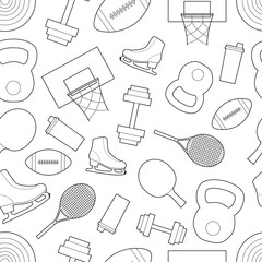 Seamless pattern background with simple sport equipment  ine art  icons - 169907272
