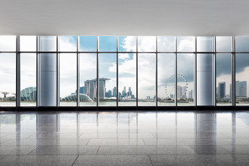 empty office with cityscape of modern city