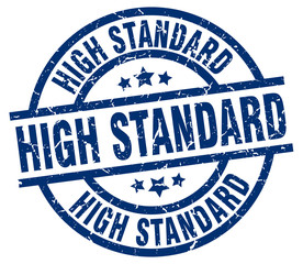 high standard blue round grunge stamp