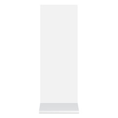 Outdoor advertising blank stand banner mockup - front view. Signage isolated on white background. Template for design or branding. Vector illustration