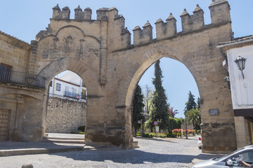 Villalar arc and Jaen gate, Populo square, Baeza, Jaen, Spain