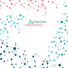 Obraz premium Structure molecule and communication. Dna, atom, neurons. Scientific concept for your design. Connected lines with dots. Medical, technology, chemistry, science background. Vector illustration.