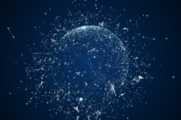 abstract futuristic network in blue space