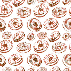 Seamless donuts sweet pattern.