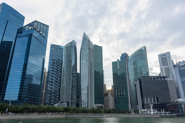 Skyline view of buildings in business district