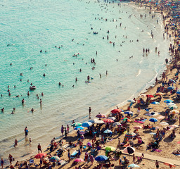 Coastline of Playa del Cura in Torrevieja city at summertime. Spain