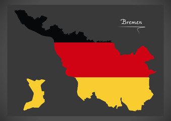 Bremen map with German national flag illustration