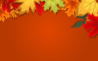 Fototapeta premium Abstract Vector Illustration Background with Falling Autumn Leaves.