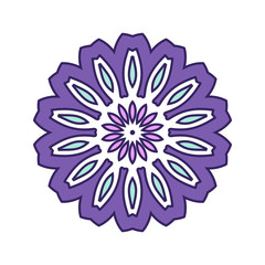 Decorative round element for creating an ornament. Purple mandala.