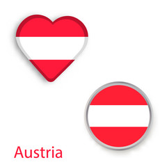 Heart and circle symbols with Austria flag